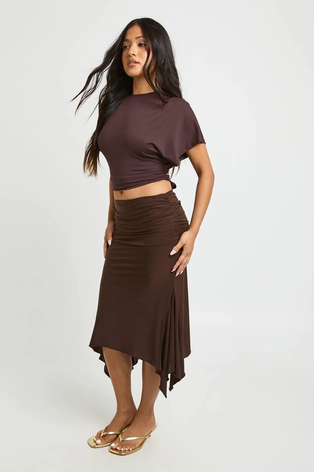 Hanky Hem Midi Skirt by boohoo