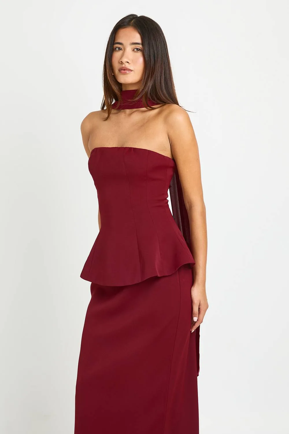 Structured 2 in 1 Overlay Scarf Detail Maxi Dress by boohoo