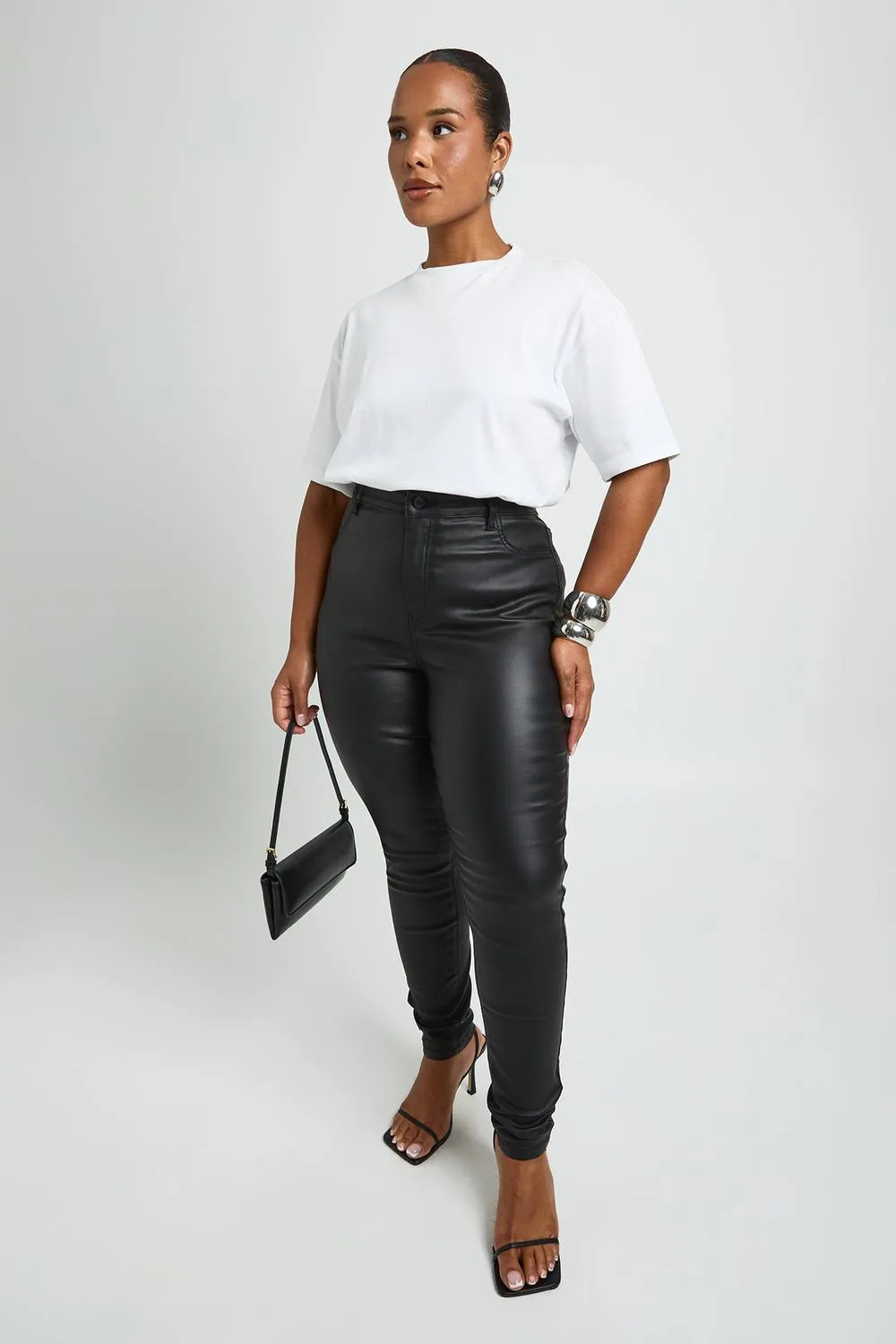 Plus Coated High Waist Skinny Jean by boohoo