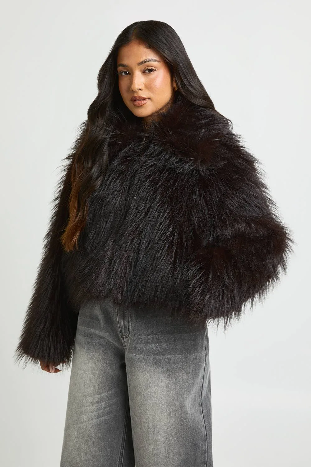 Faux Fur Collared Jacket by boohoo