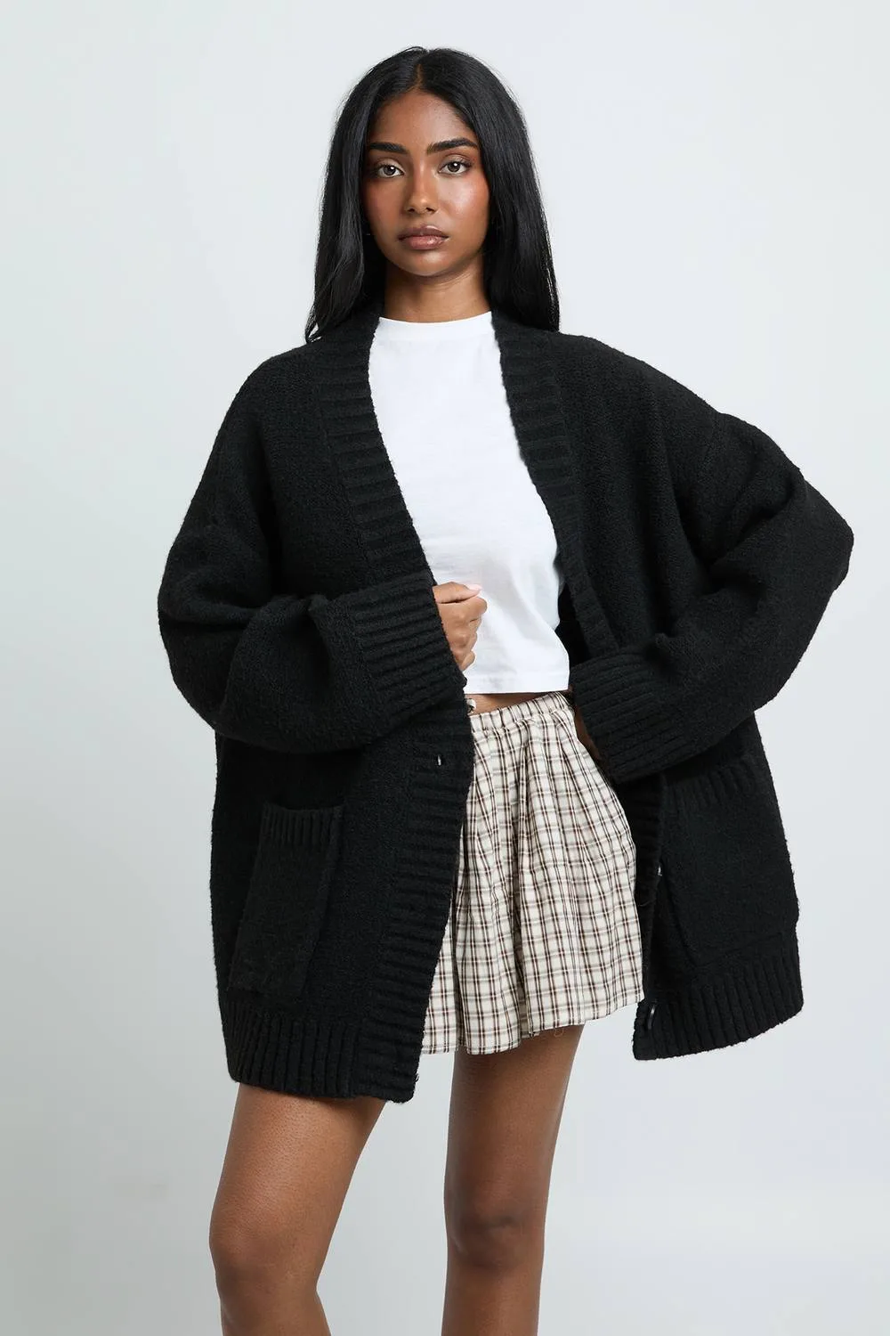 Chunky Knit Oversized Knitted Boyfriend Cardigan by boohoo
