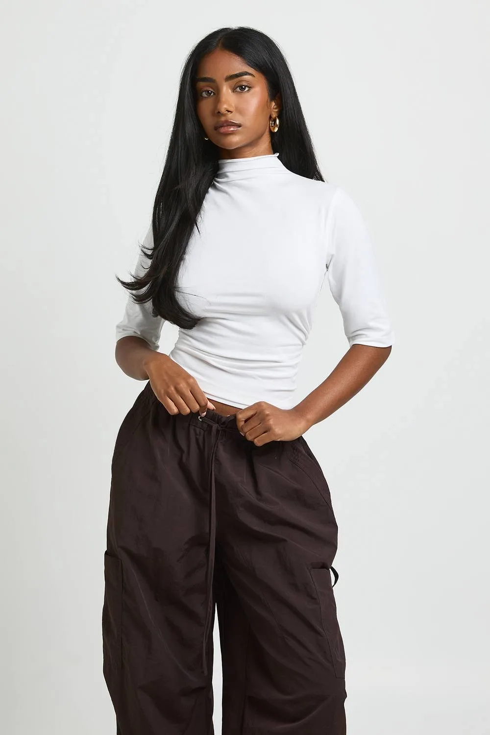 High Neck Half Sleeve Top by boohoo