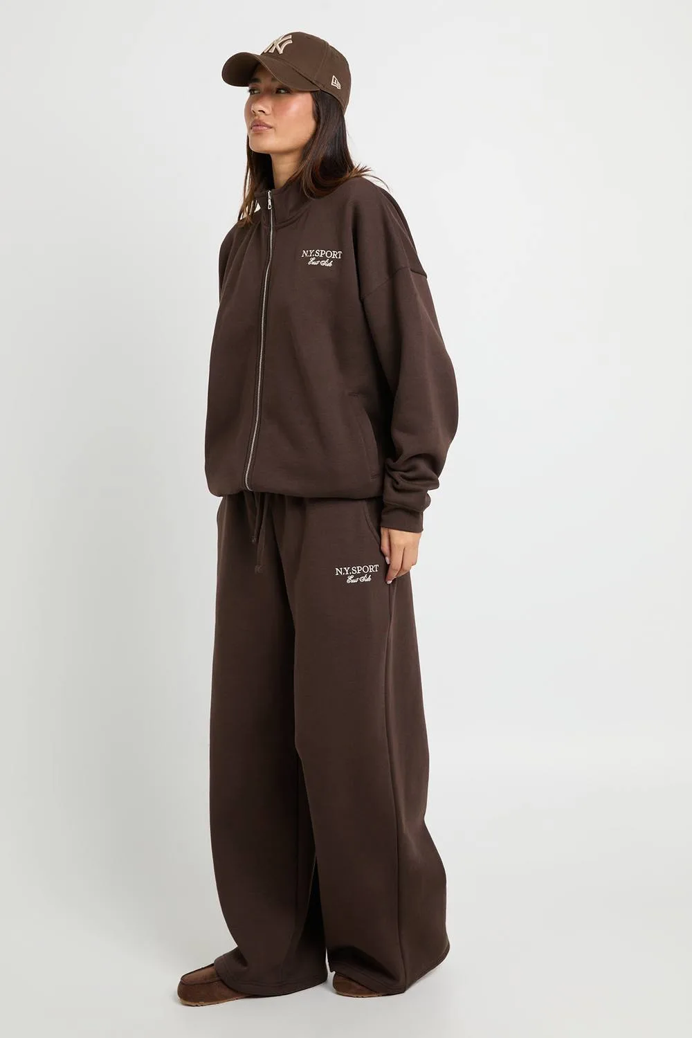 N.y. Sport Printed Colour Block Funnel Neck Tracksuit by boohoo