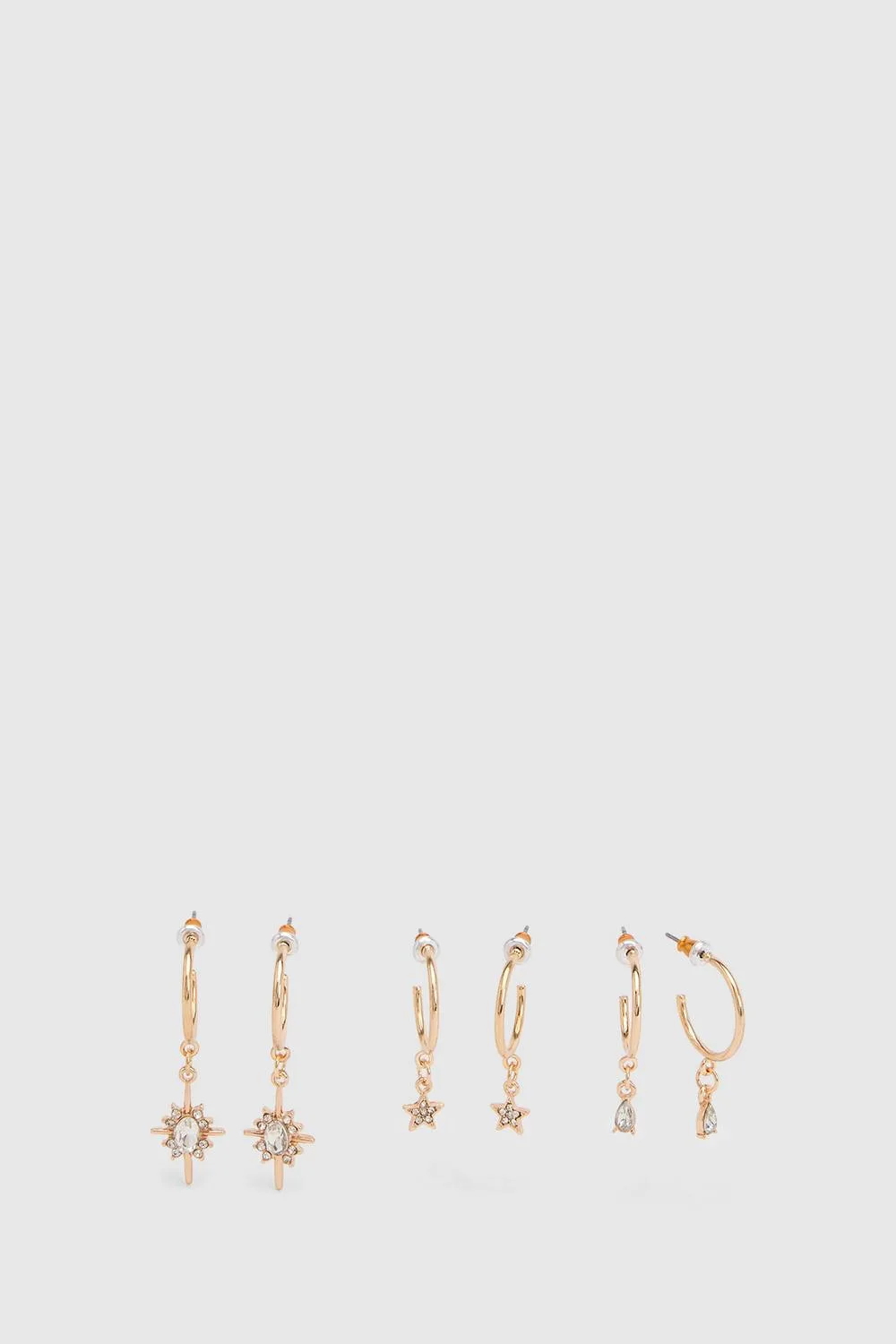 Celestial Diamante Hoops 3 Pack by boohoo