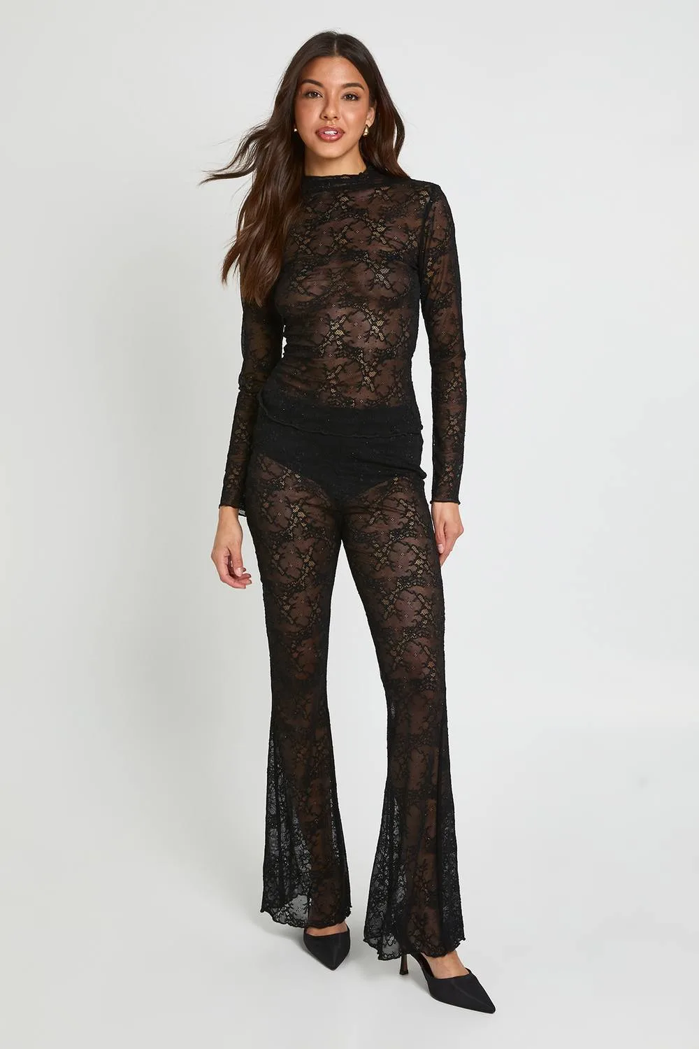 Hotfix Lace Flared Trouser by boohoo