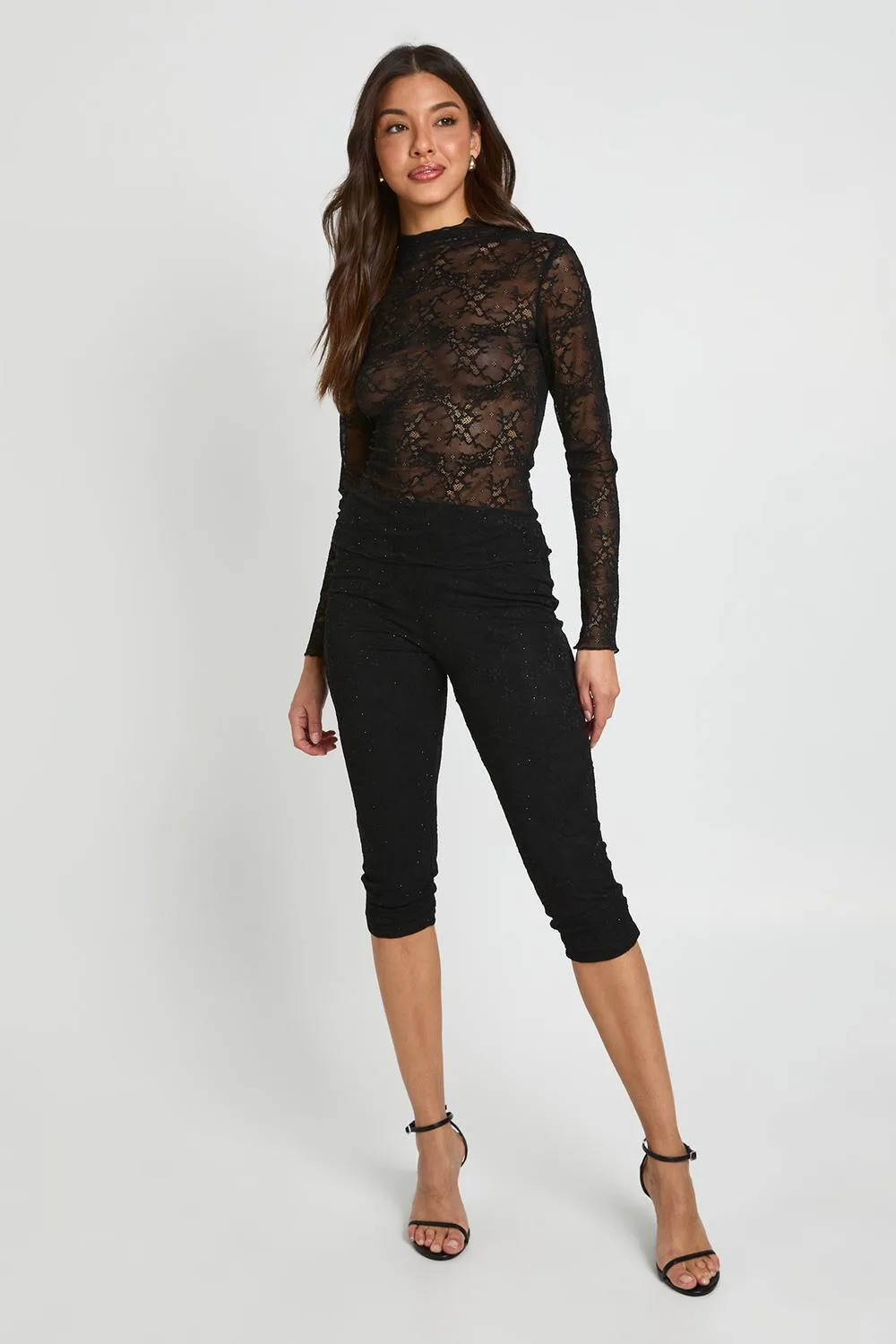 Hotfix Lace Capri by boohoo