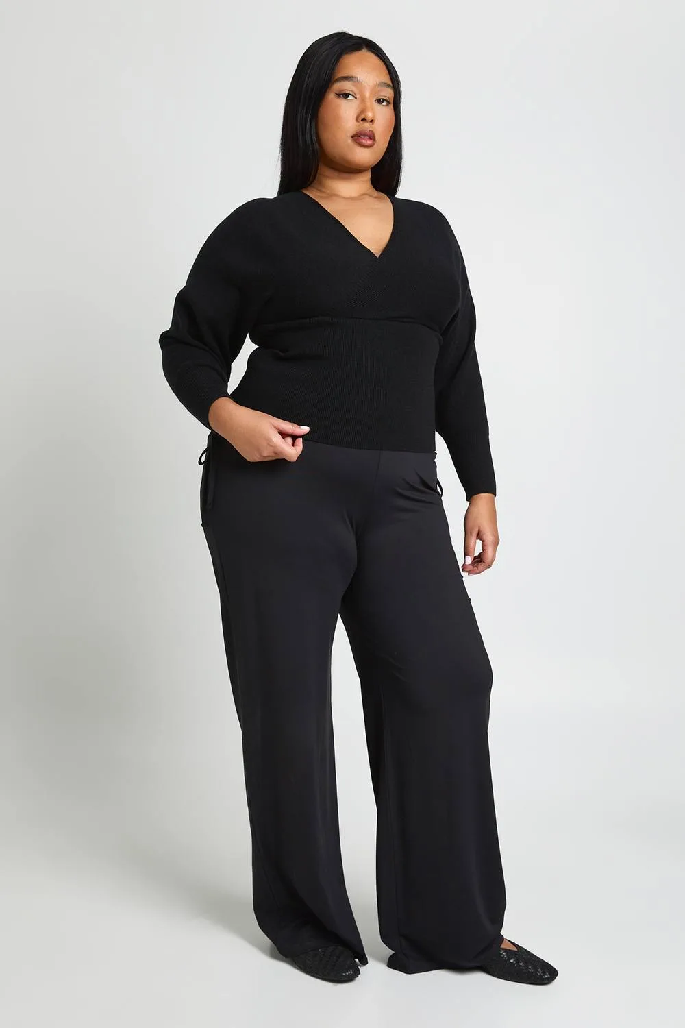 Ruched Side Wide Leg Trouser by boohoo