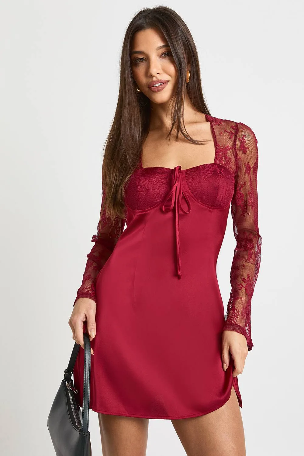 Lace Flare Sleeve Mini Dress by boohoo