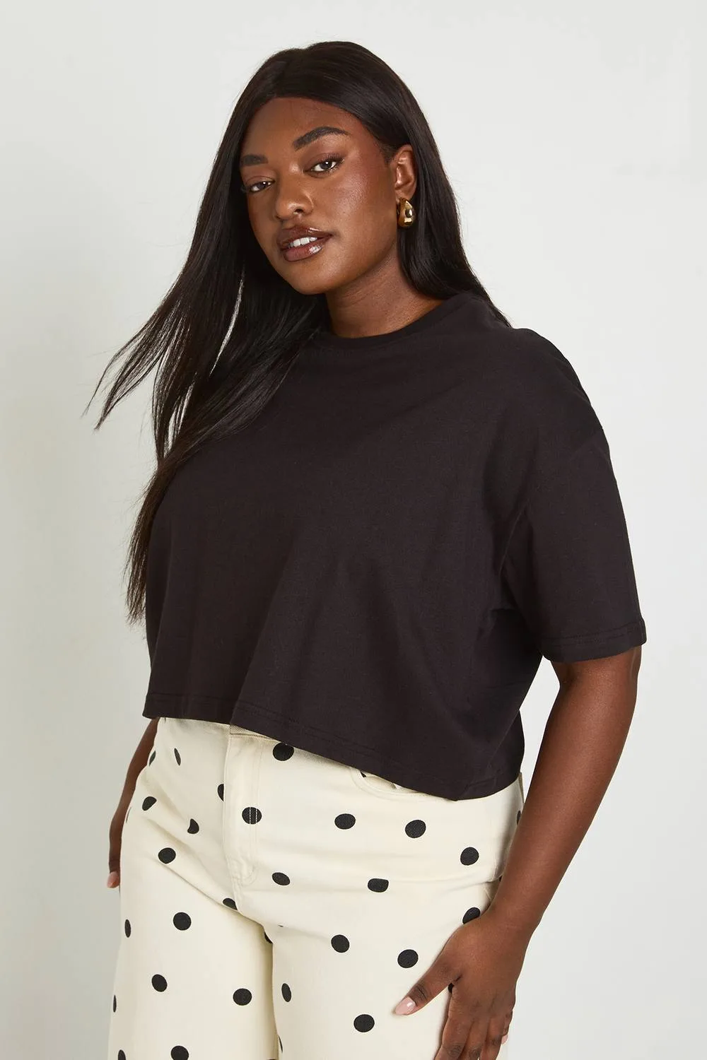 Basic Oversized Boxy Crop T-Shirt by boohoo
