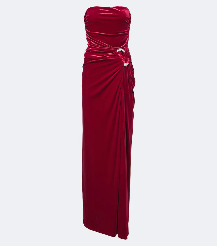 Emma Gathered Velvet Bustier Gown