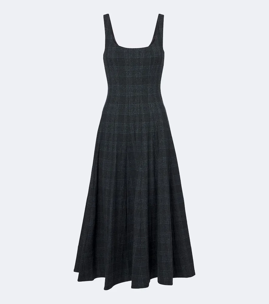 Wells Checked Midi Dress by Staud