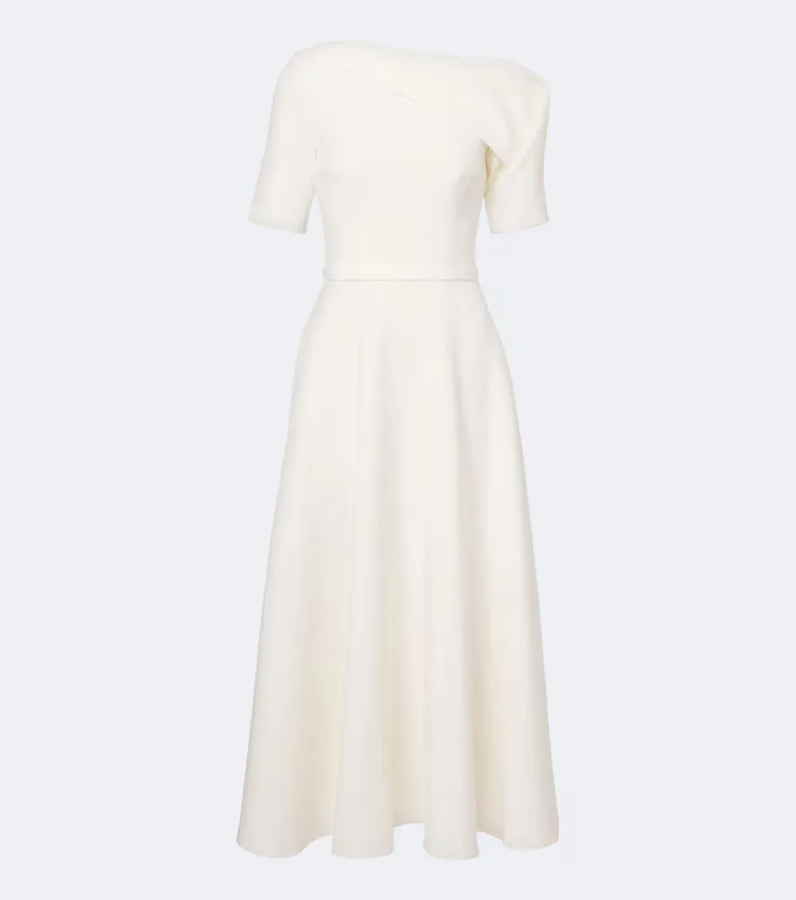 Bridal Melinda Belted Crêpe Midi Dress by Safiyaa