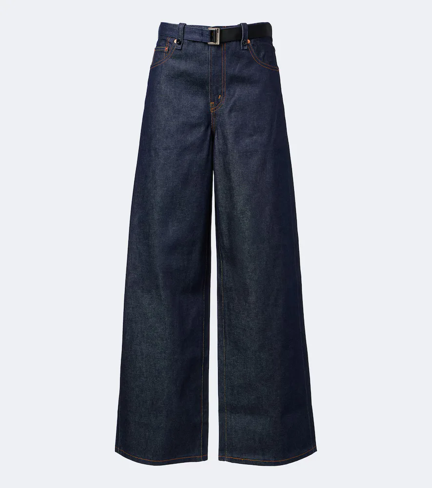 Belted Wide-Leg Jeans by Sacai