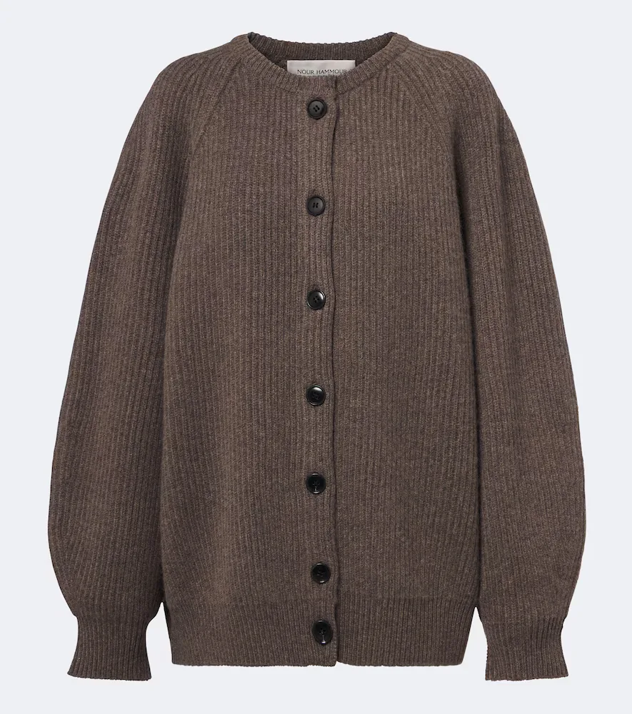 Laurel Oversized Cashmere and Wool Cardigan by Nour Hammour