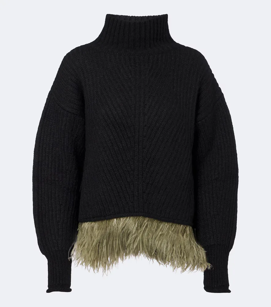 Feather-Trimmed Alpaca and Wool-Blend Sweater by La DoubleJ
