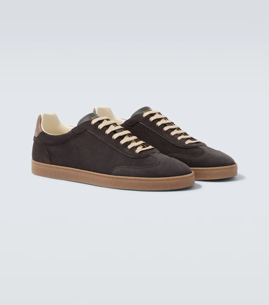 Leather-Trimmed Suede Sneakers by Brunello Cucinelli