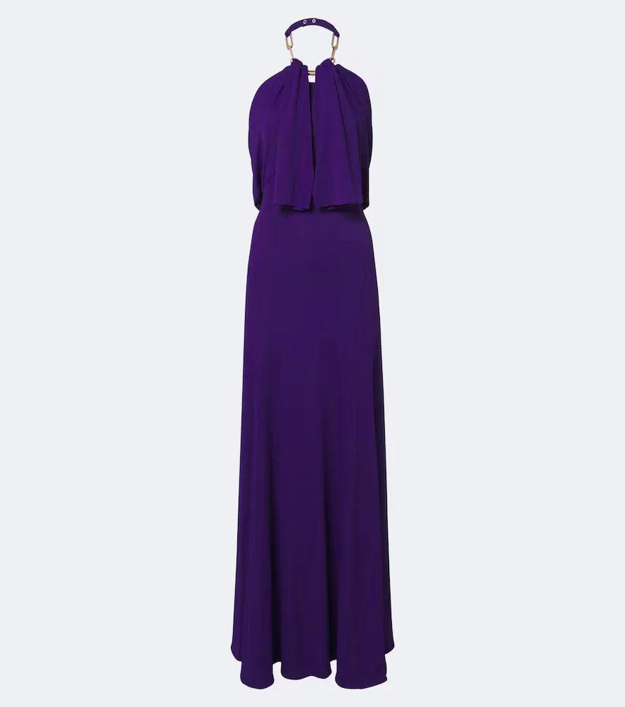 Rabanne x Dinh Van Embellished Crêpe Halterneck Gown