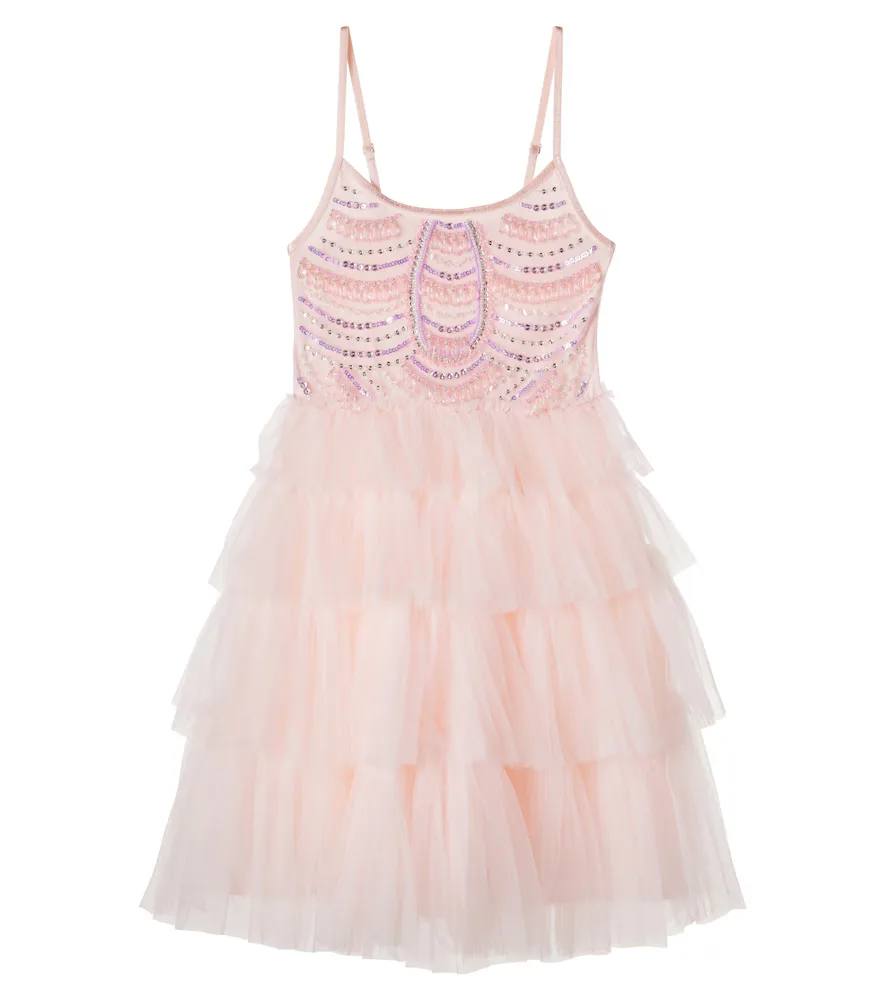 Blushing Horizon Cotton-Trimmed Embellished Tulle Dress by Tutu Du Monde