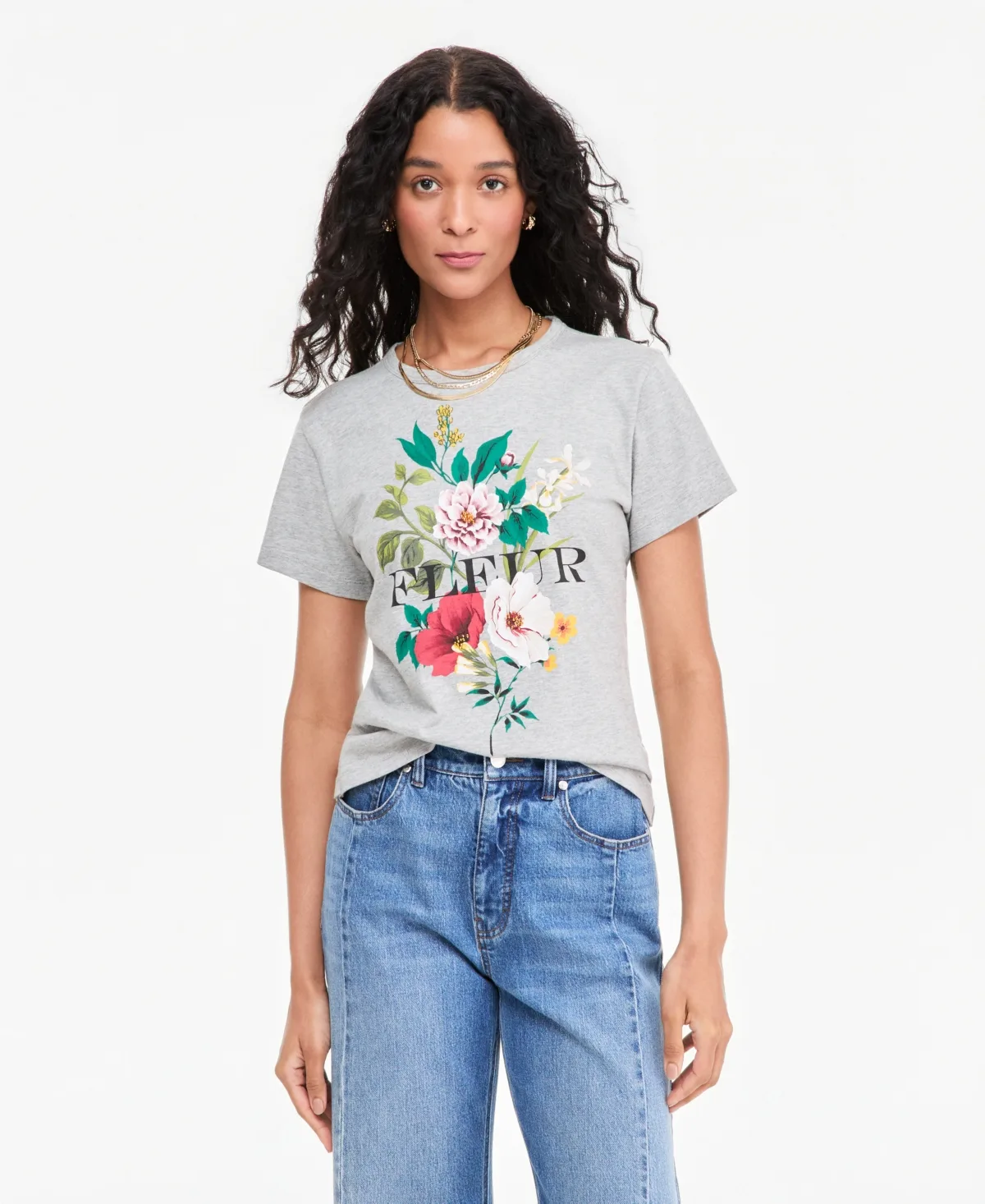 Fleur Beaded Graphic Crewneck T-Shirt by On 34th