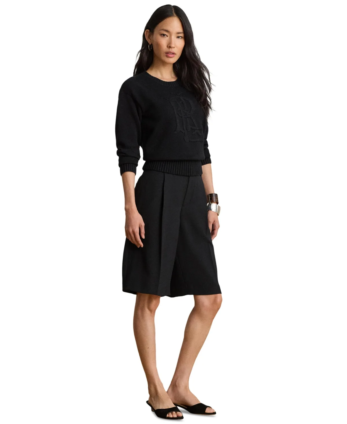 High-Rise Double-Faced Bermuda Shorts by Lauren Ralph Lauren