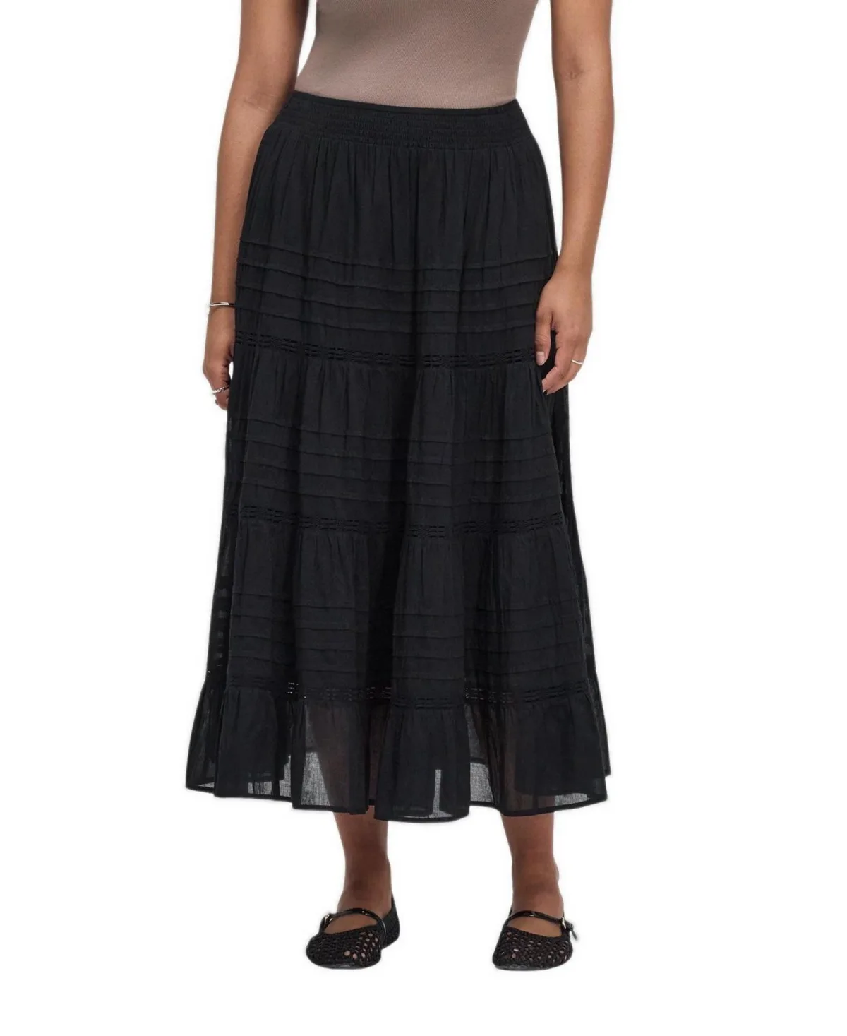 Imani Tiered High-Waisted Midi Skirt