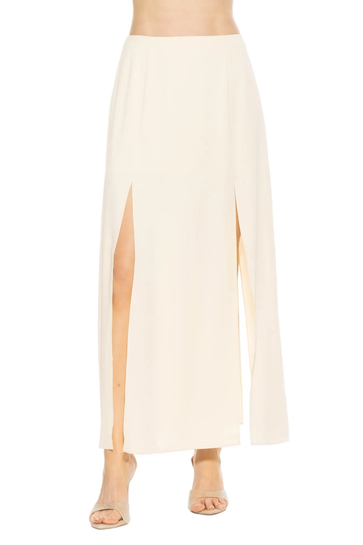 Sansa Maxi Skirt with Front Side Slit Detail by Alexia Admor