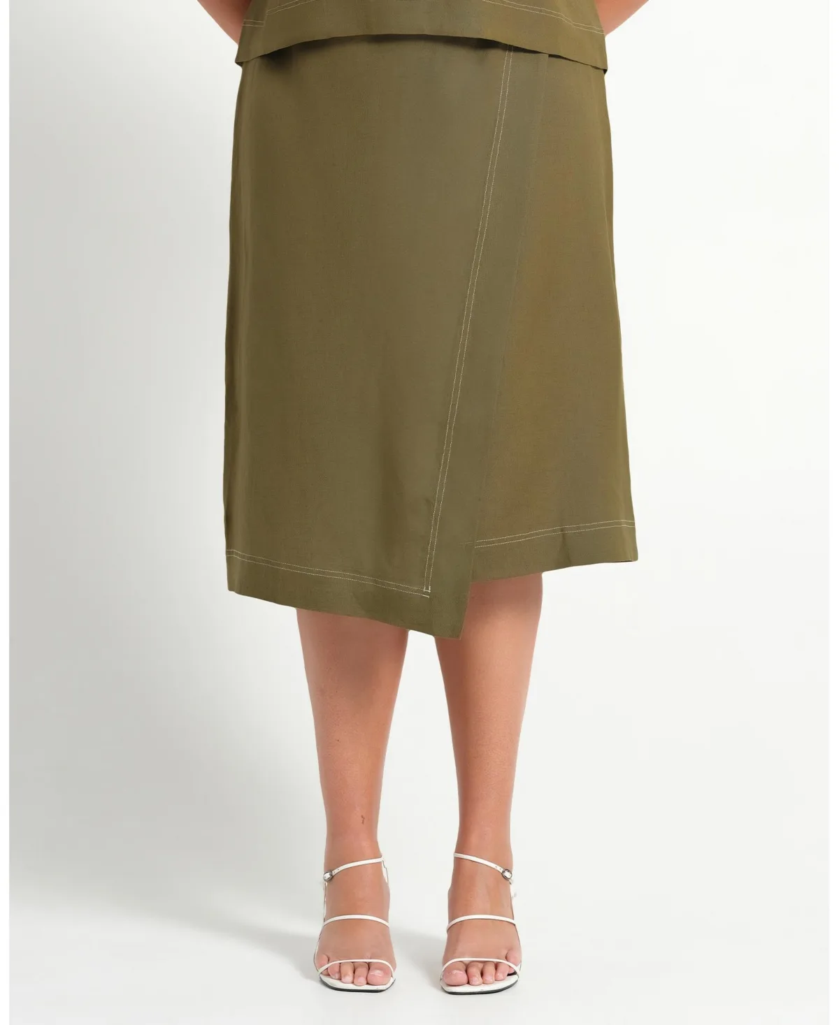 Sonnet Linen Summer Wrap Midi Skirt by Estelle