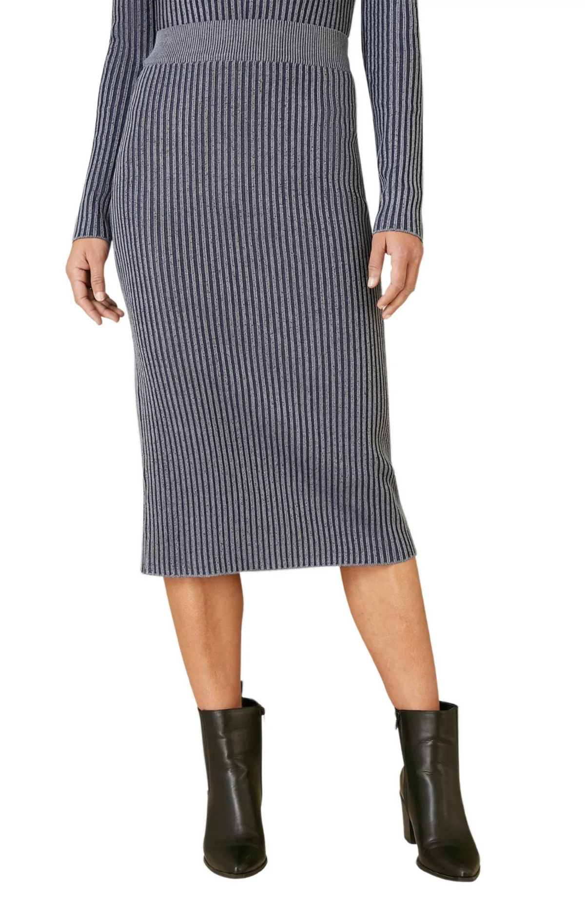 Rib Knit Midi Skirt Stretch and Cozy