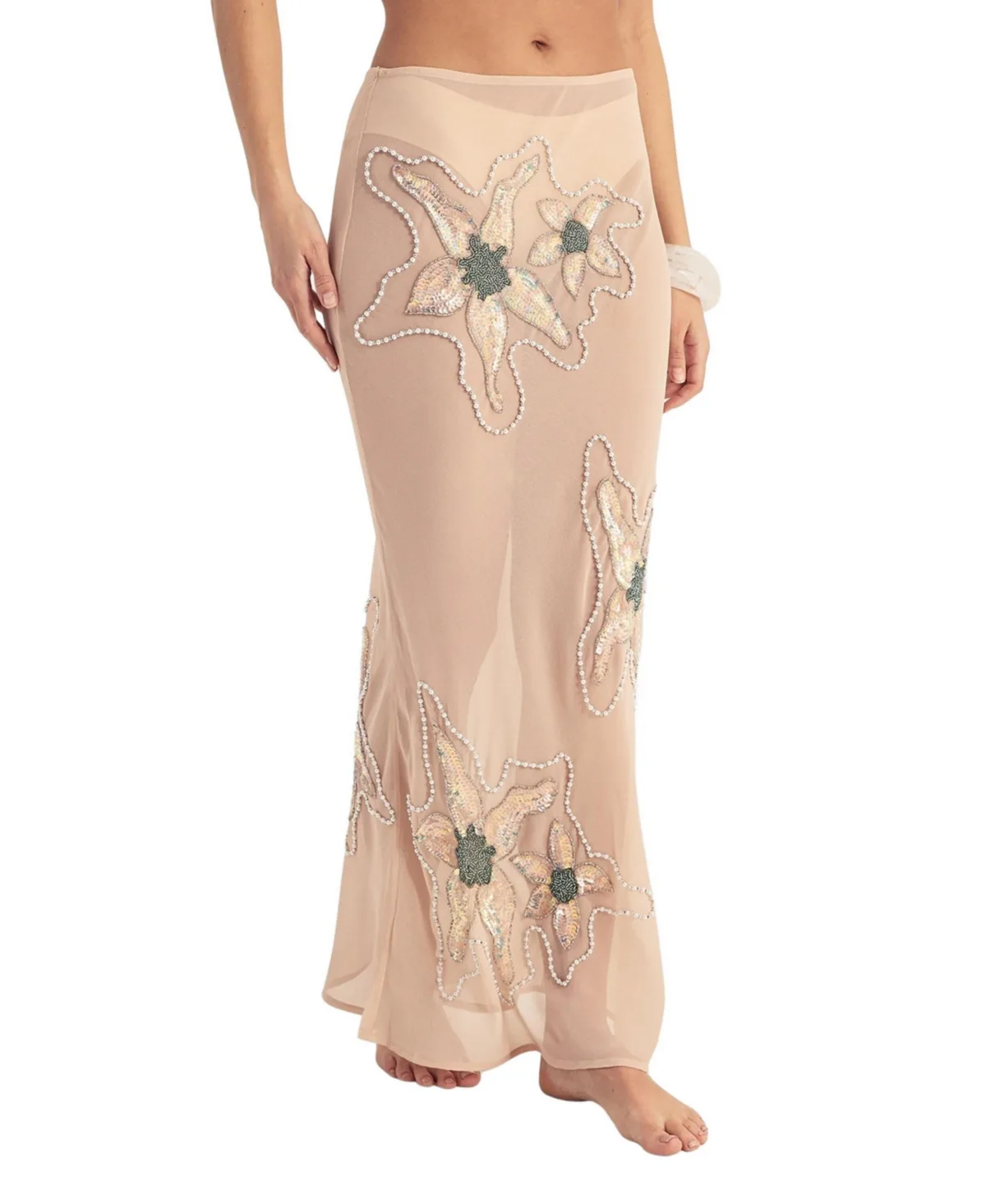 Flower Embellished Maxi Wrap Skirt by Nasty Gal