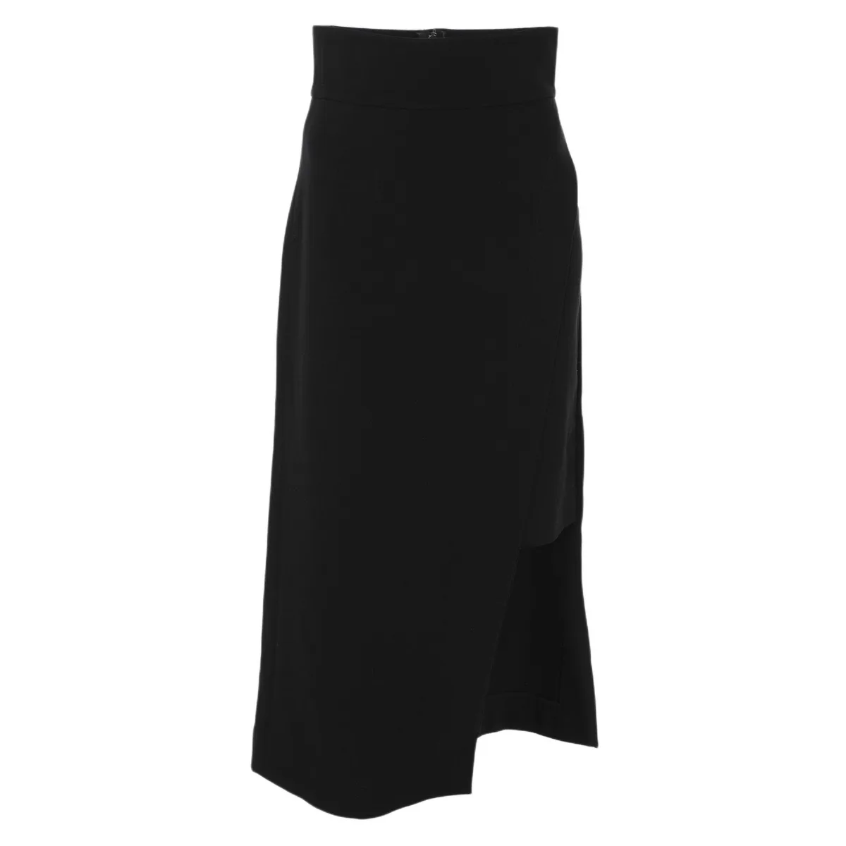 Black Knit Asymmetric Midi Skirt
