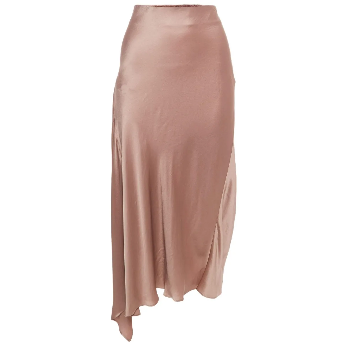 Pink Satin Asymmetric Midi Skirt