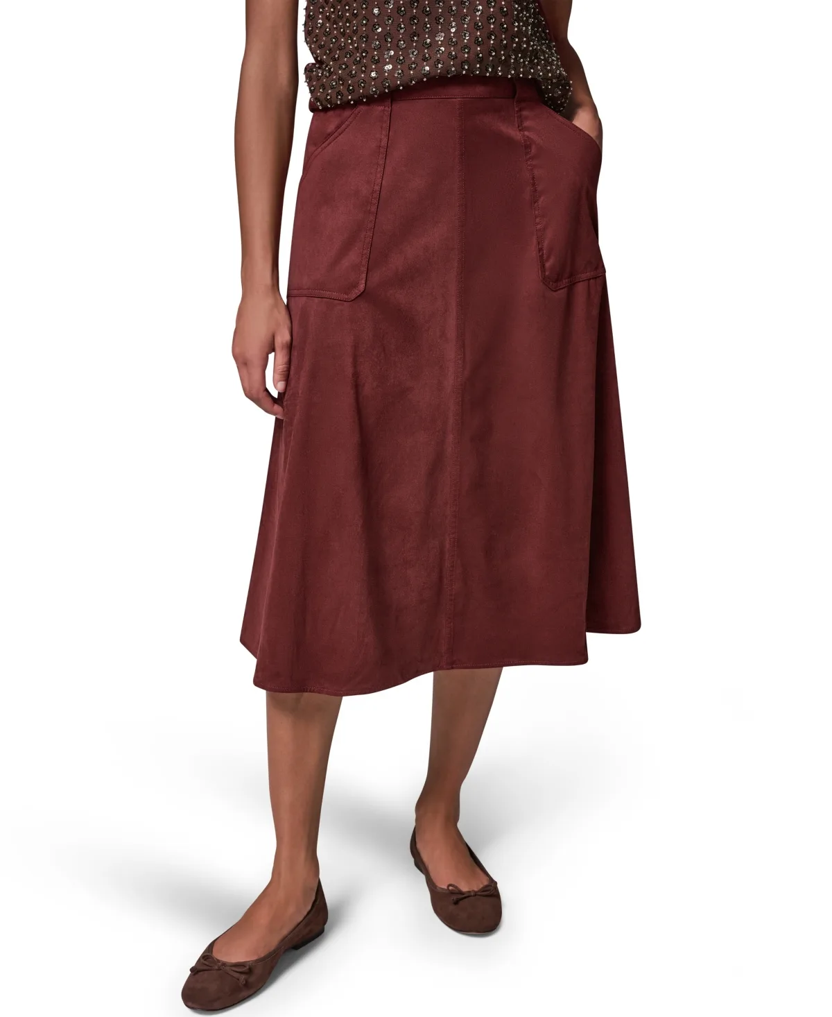Microsuede A-Line Midi Skirt by Donna Karan Weekend