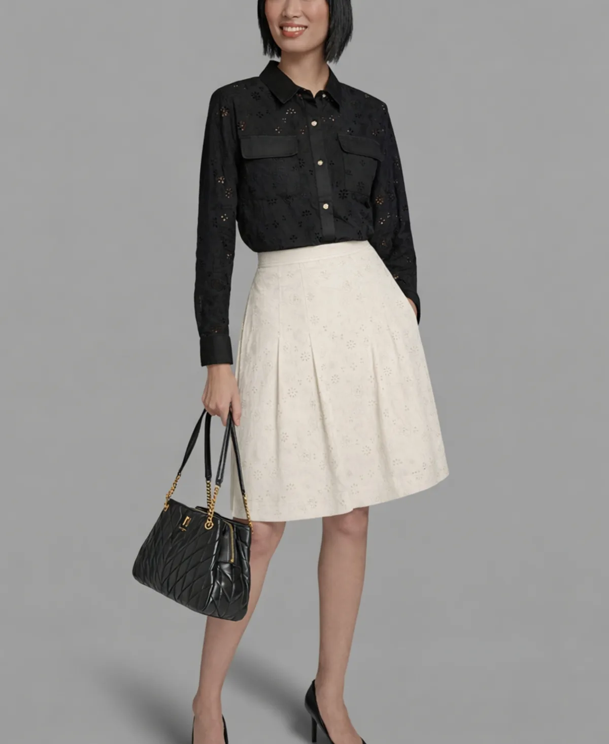 A-Line Eyelet Skirt by Karl Lagerfeld Paris