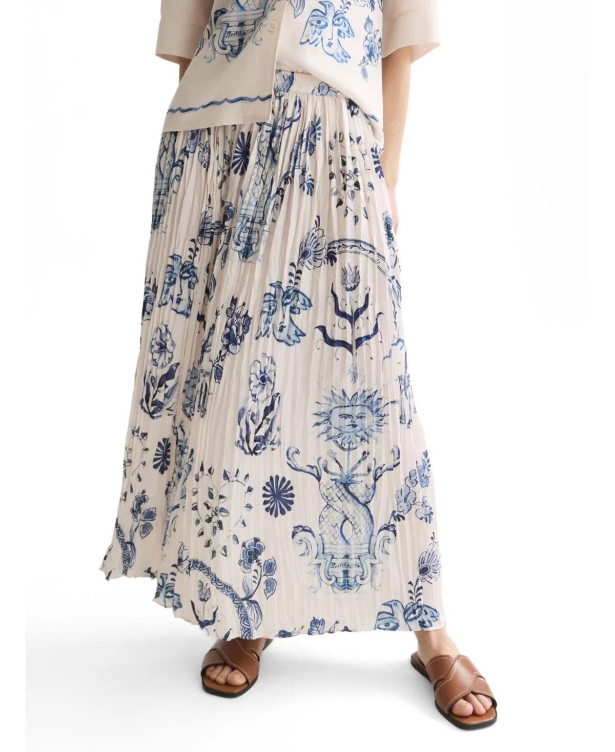 Printed Micro Pleat Ankle Length Skirt by Scotch & Soda