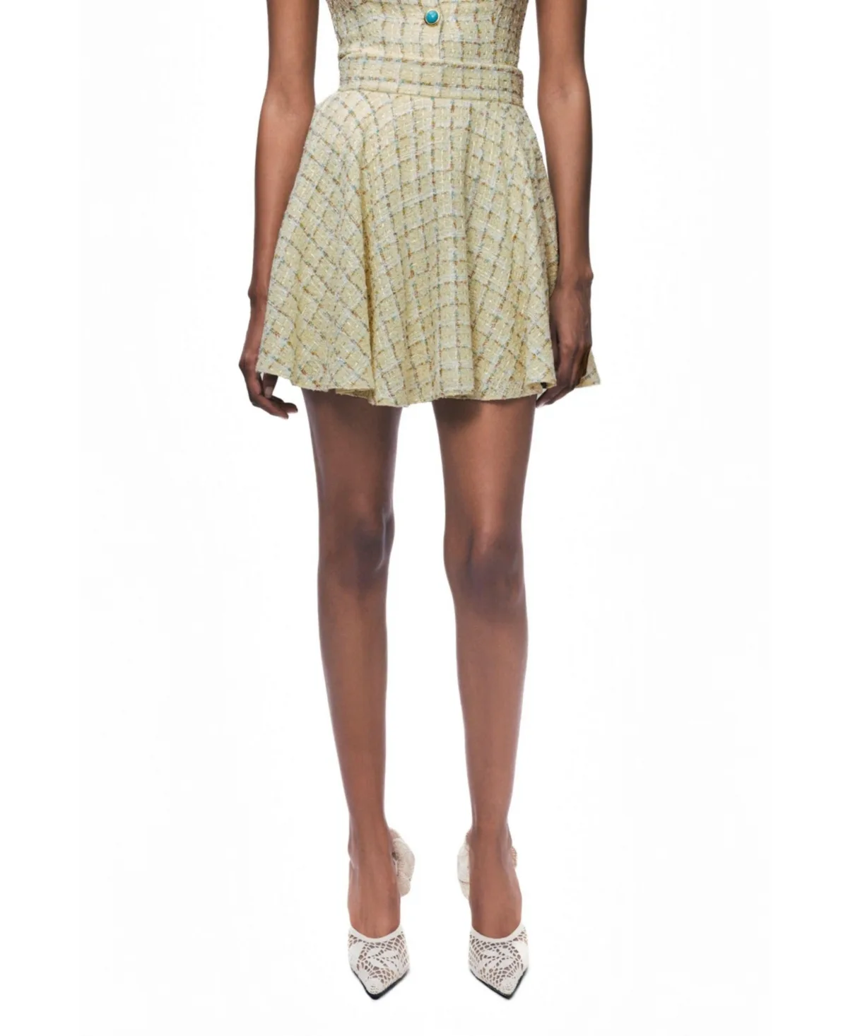 Ruffle Tweed Mini Skirt
