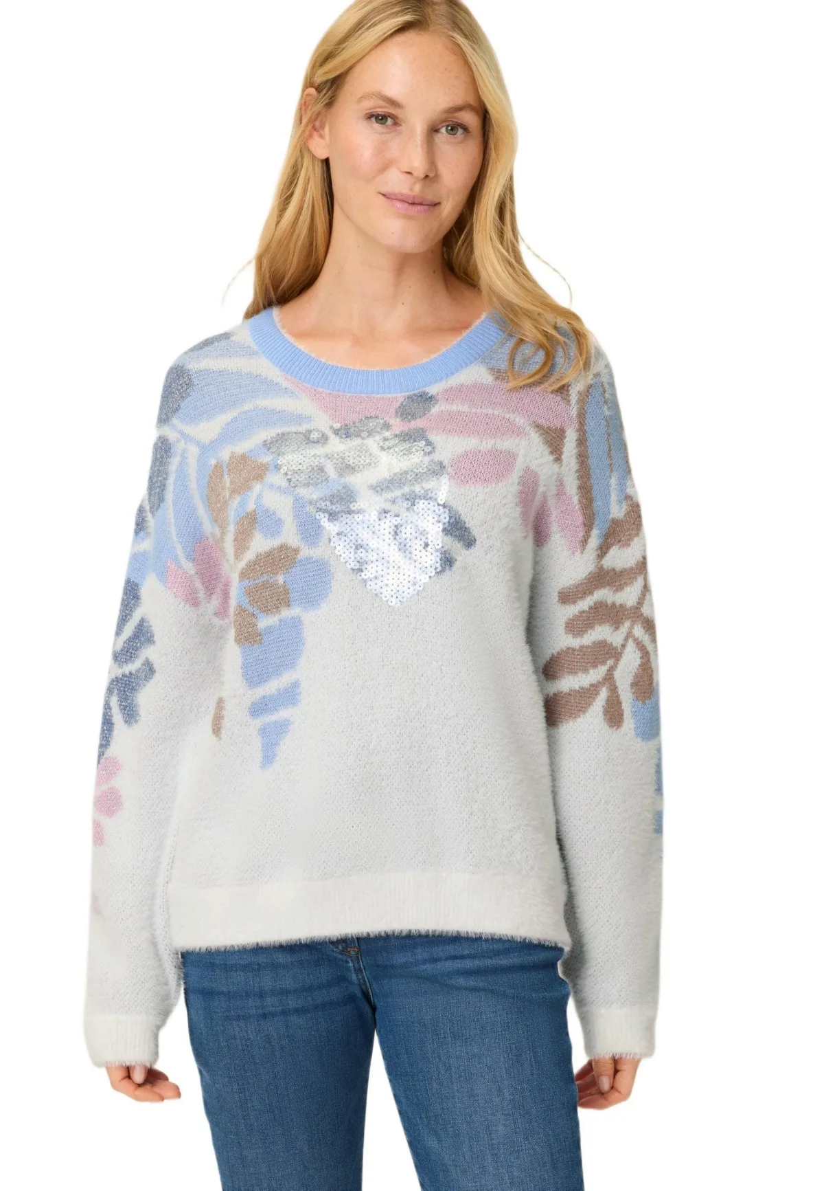 Floral Plush Sweater by Olsen