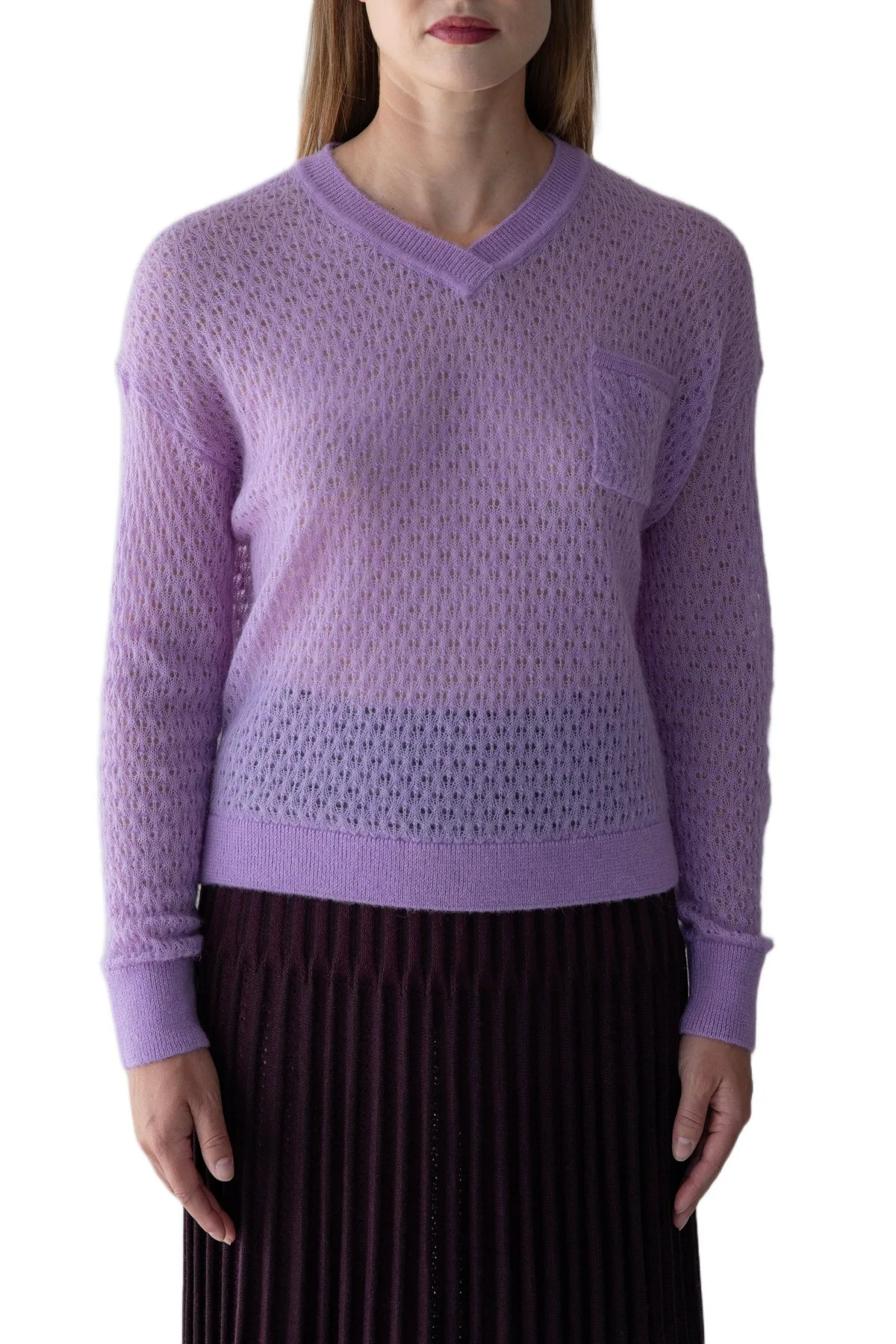 Lacey Pointelle Pullover Sweater by Sskein