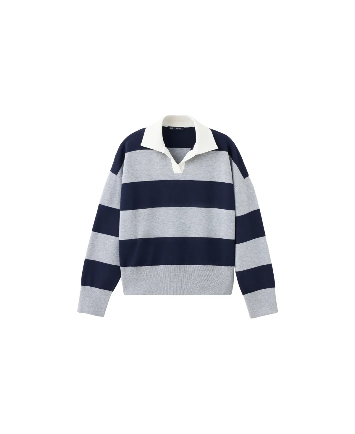 Striped Polo-Neck Long-Sleeve Sweater by Mango