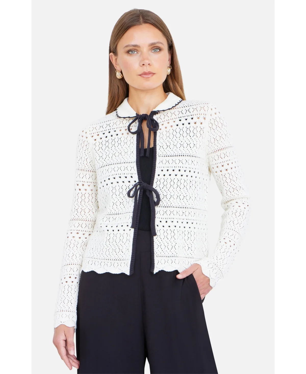 Peter Pan Collar Knitted Cardigan by Yumi