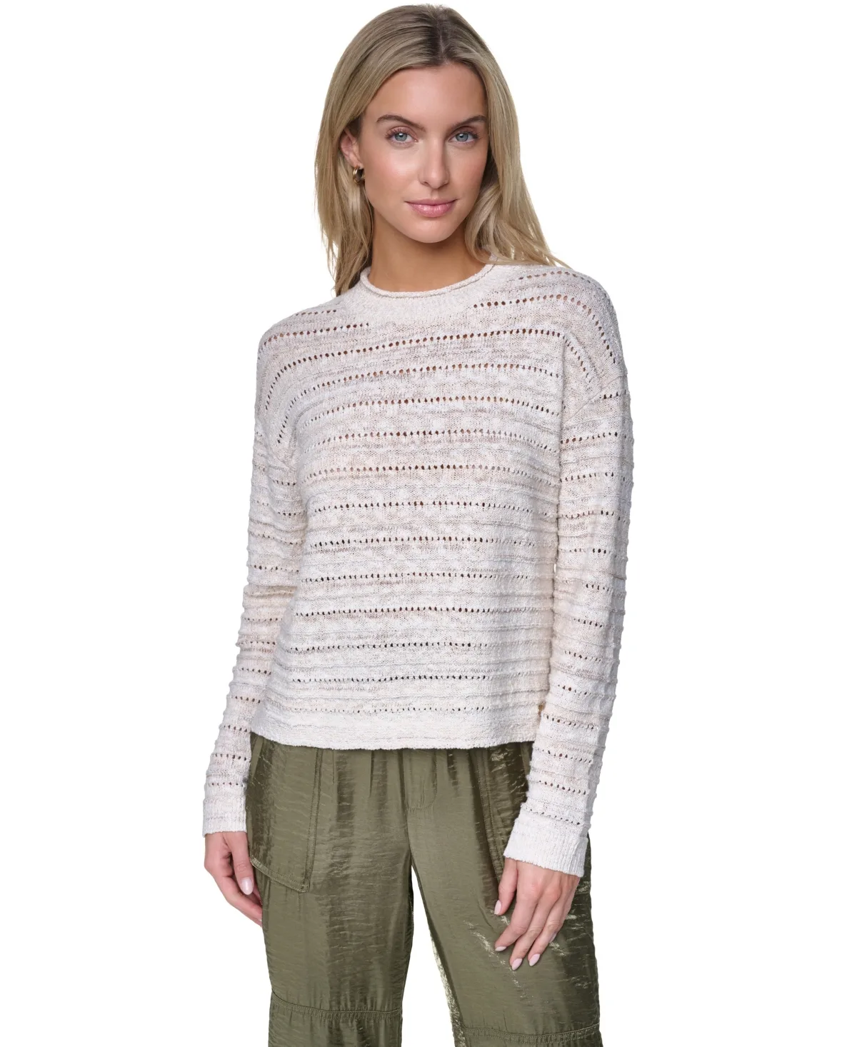Cotton-Blend Crewneck Drop Shoulder Sweater by Nautica