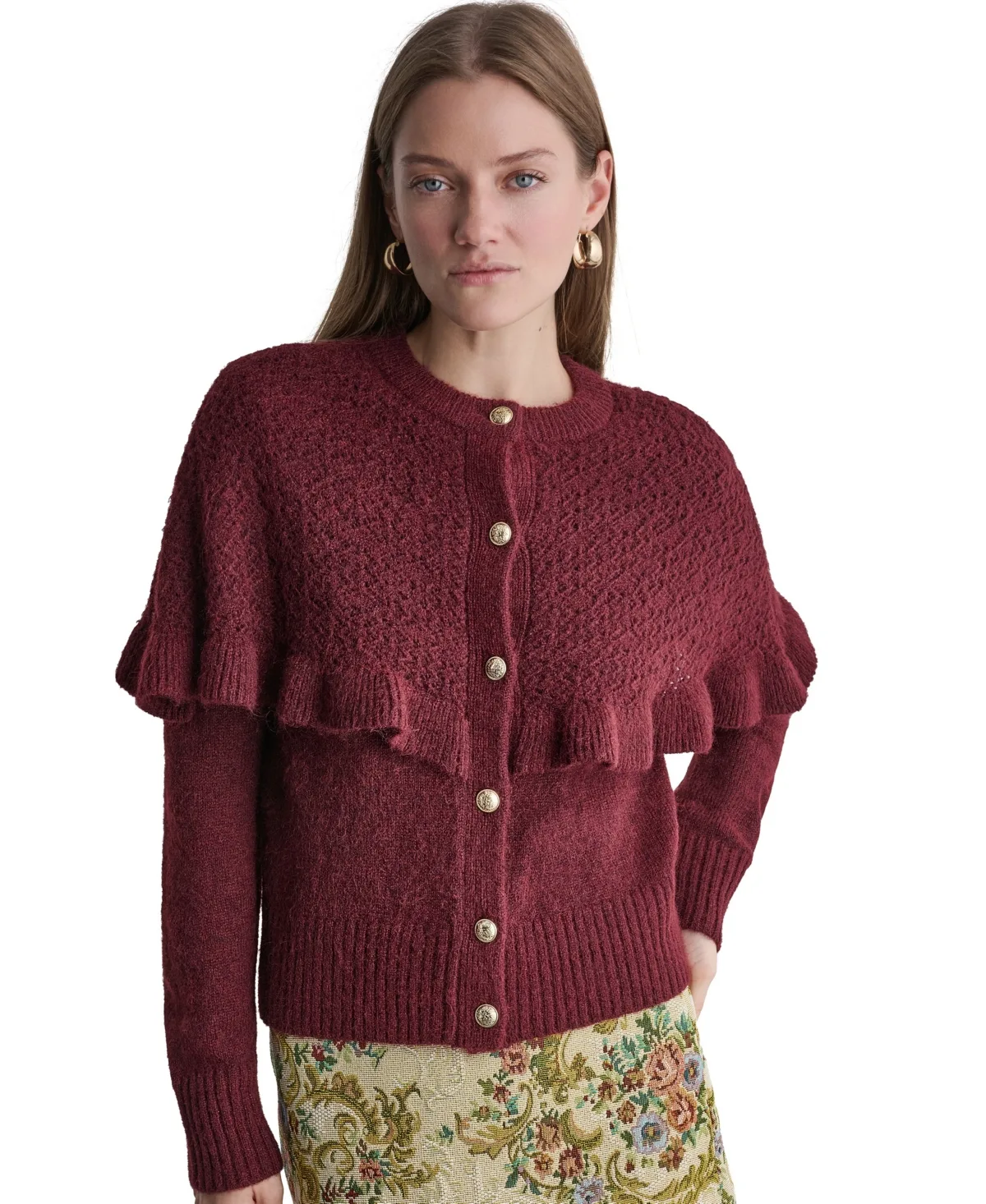Caped Pointelle Cardigan by Bcbg