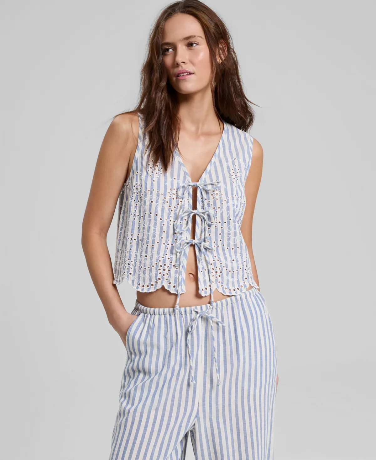 Striped Eyelet Vest by And Now This