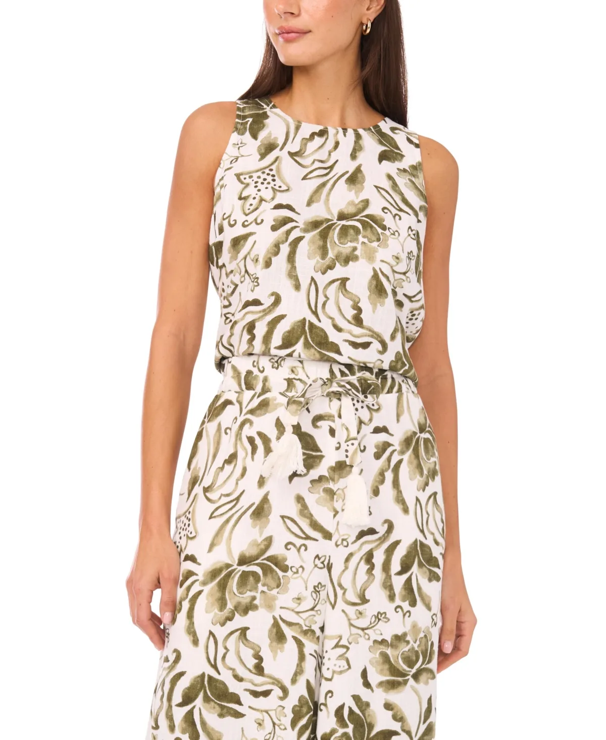 Woven Crew Neck Tank Top by Vince Camuto