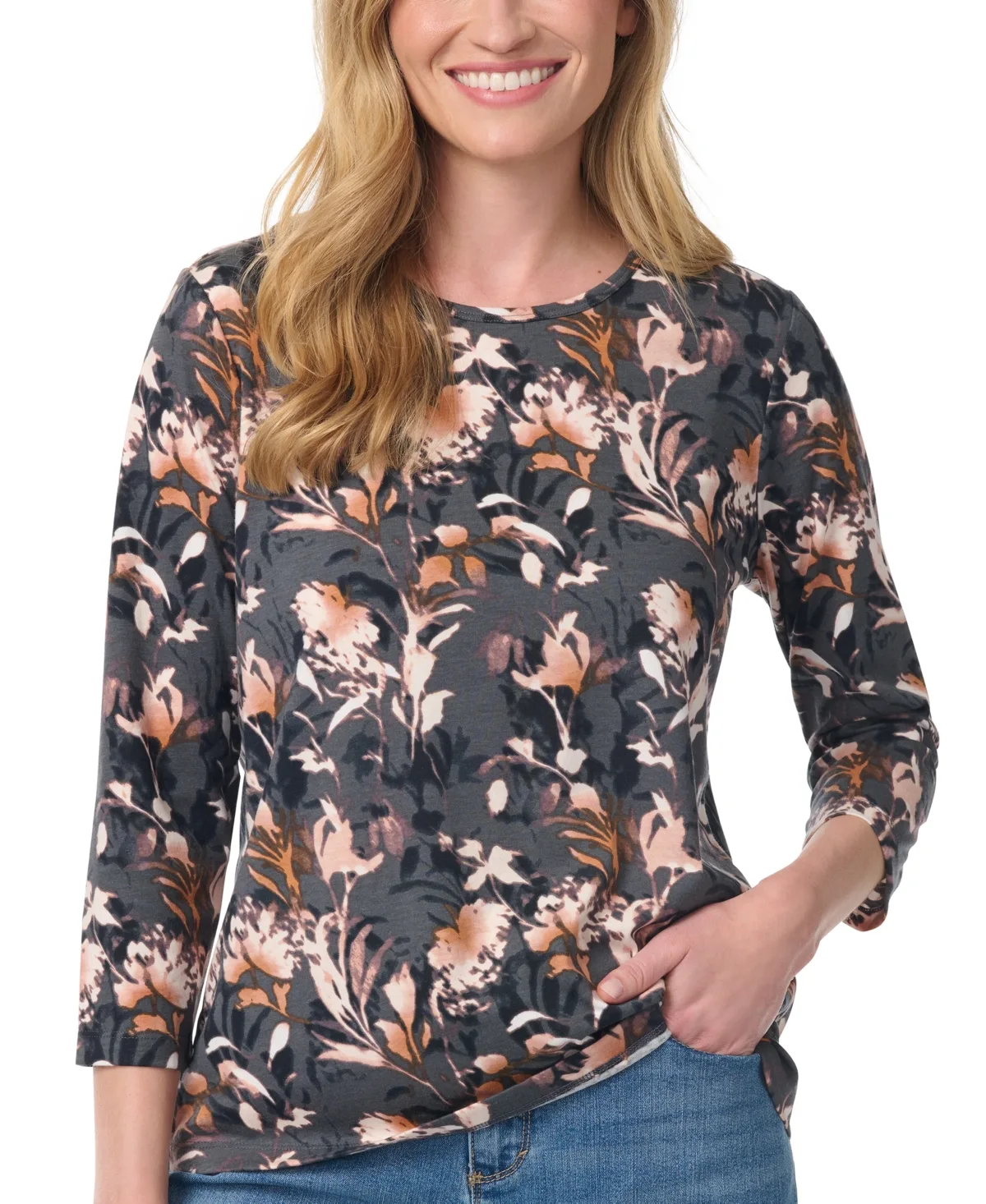 Amanda 3/4-Sleeve Knit Top by Gloria Vanderbilt