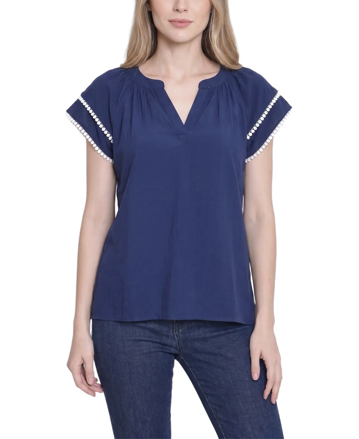 Double-Layer V-Neck Top by Ny Collection