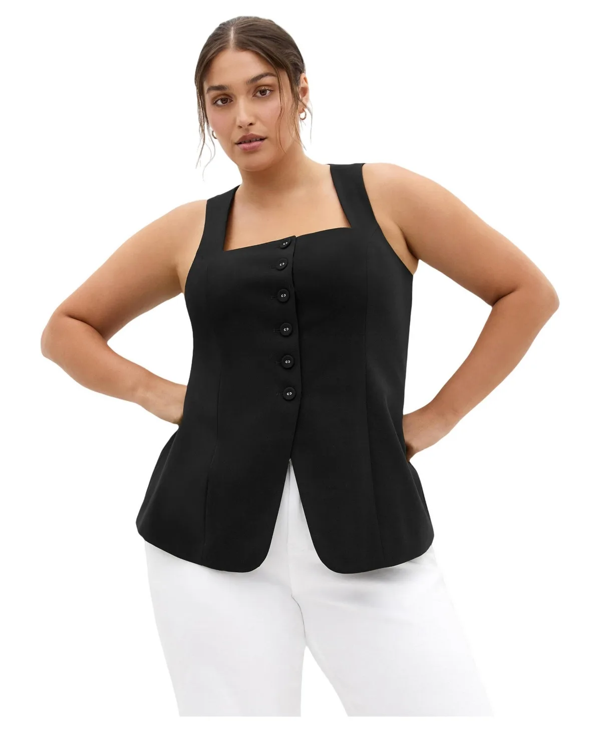 Jaz Square-Neckline Sleeveless Vest by City Chic