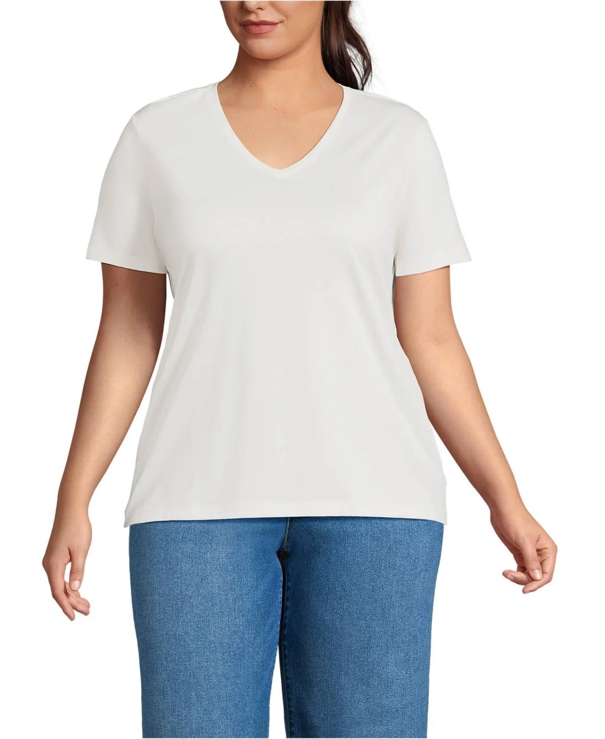 Relaxed Supima Cotton V-Neck T-Shirt by Lands' End