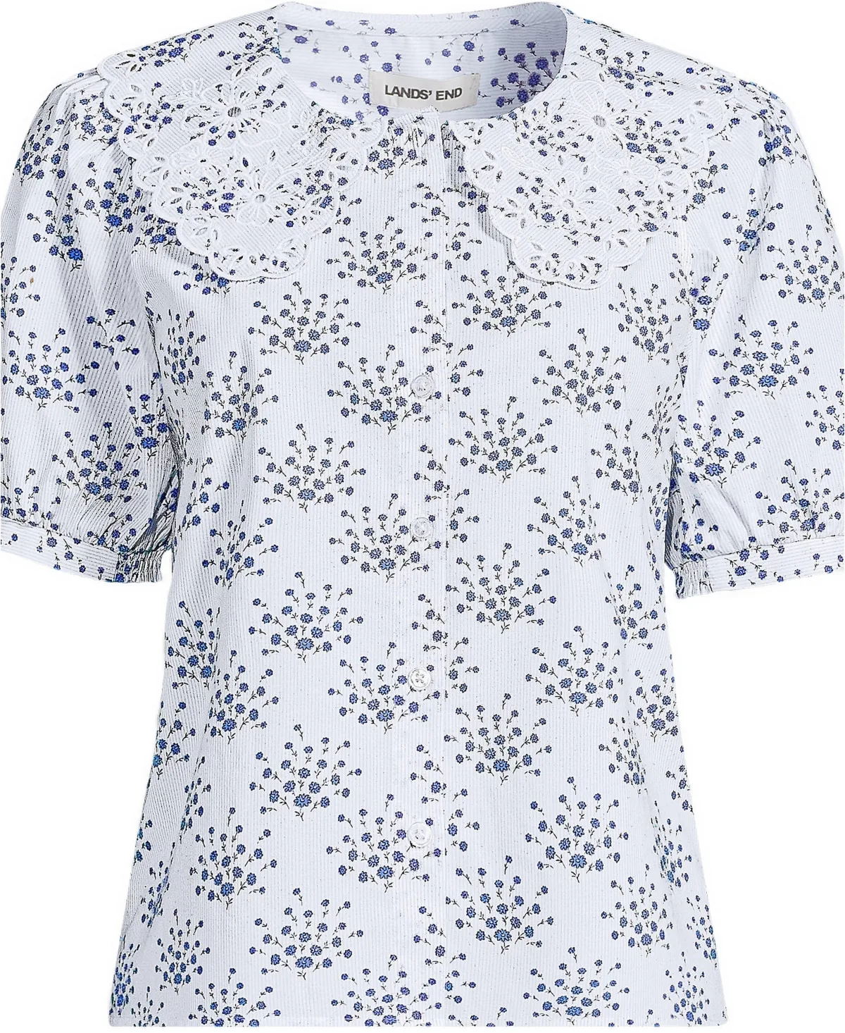 Ruffle-Collar Puff-Sleeve Blouse by Lands' End