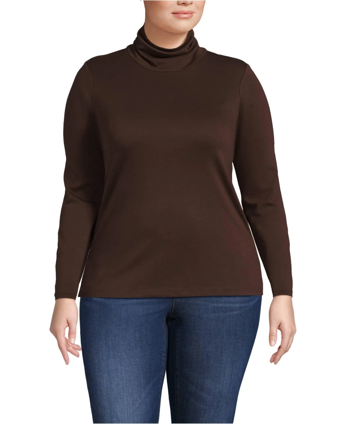 Supima Cotton Fitted Long Sleeve Turtleneck by Lands' End