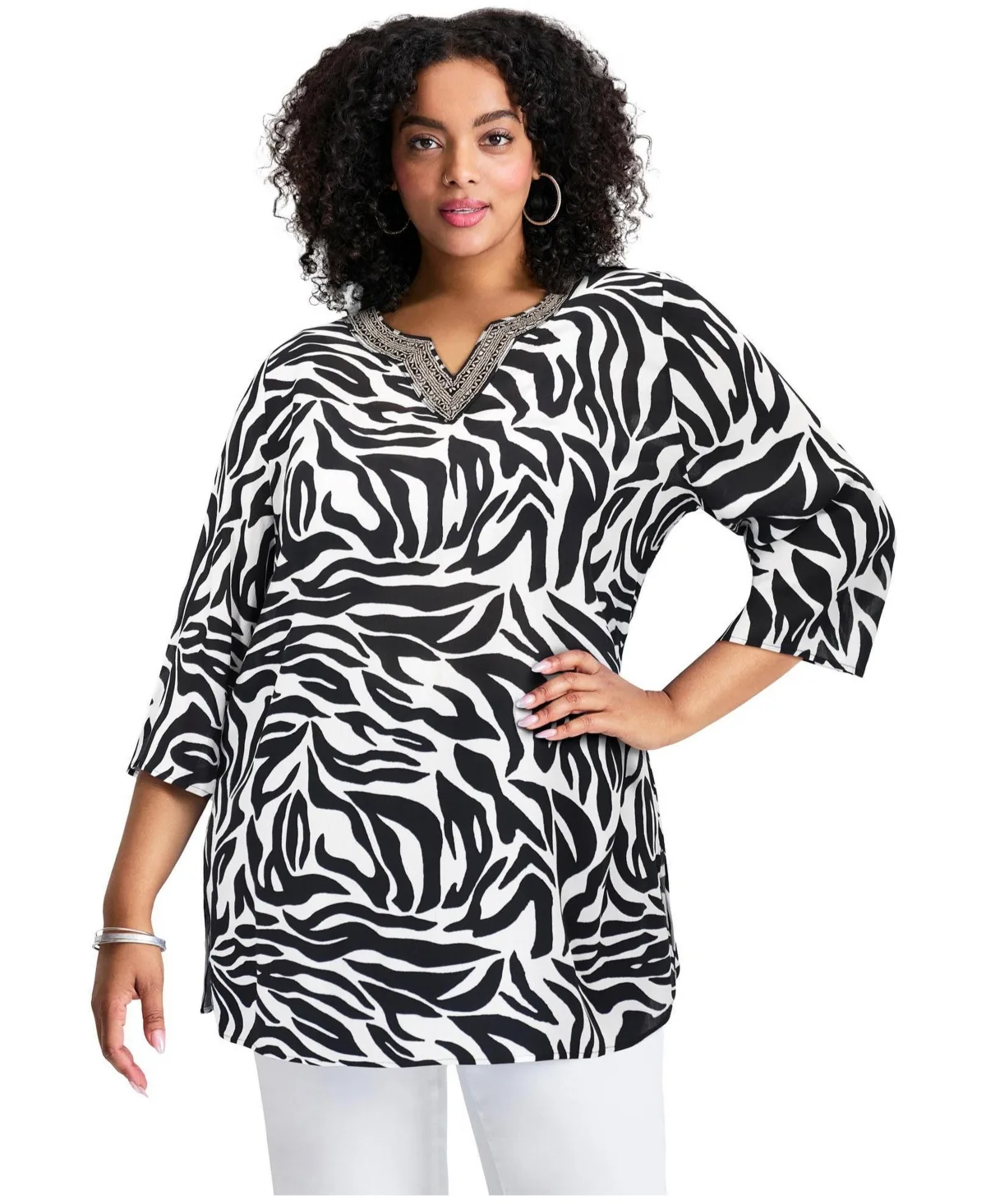 Beaded Embellishment Tunic by Avenue